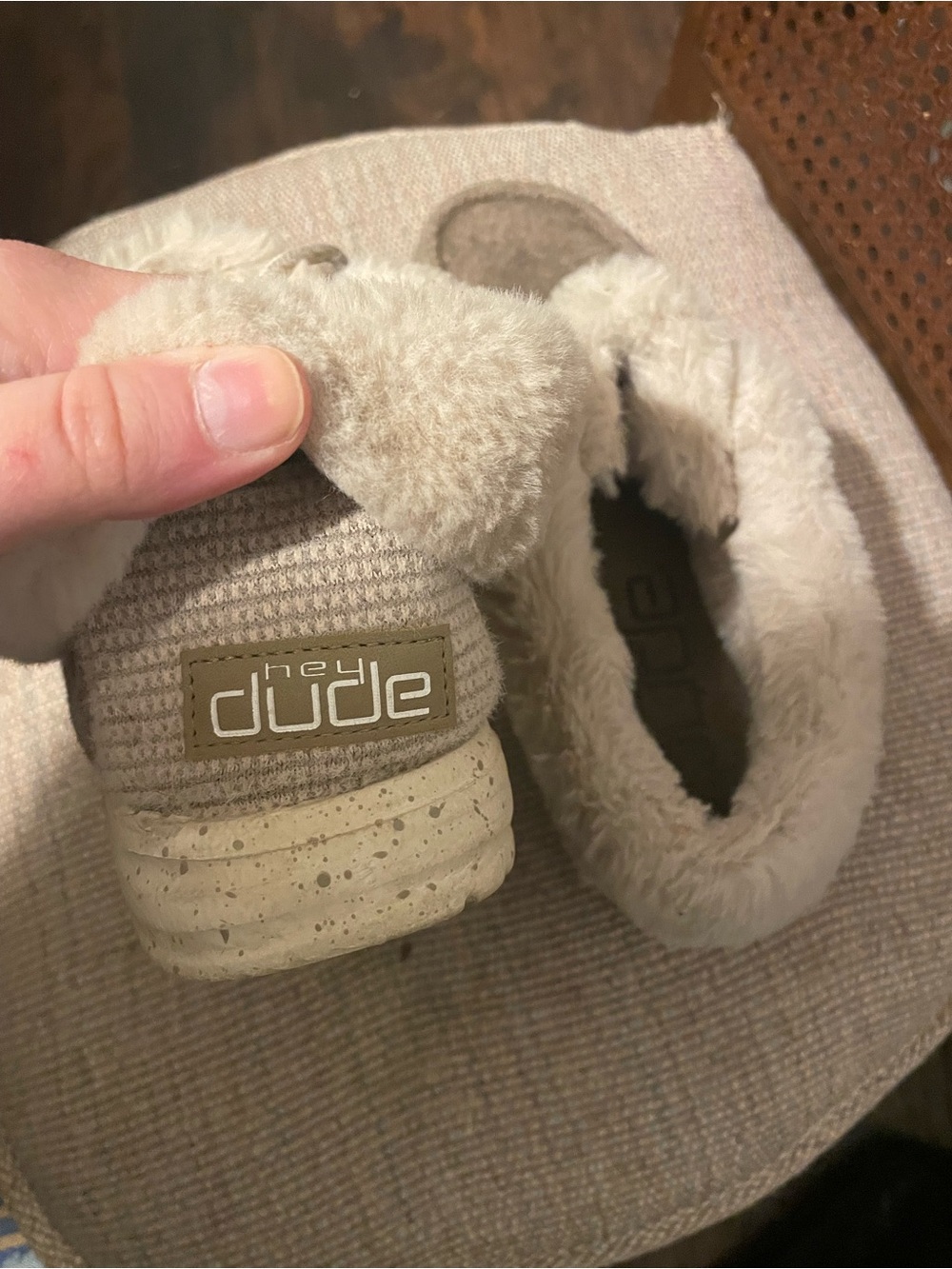 Hey Dude Women's Plush Slip-On Flats in Light Beige